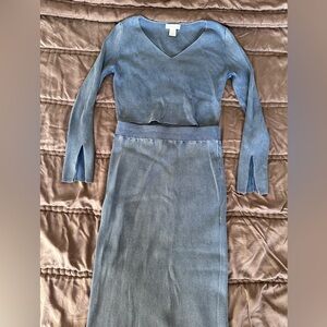 House of Harlow 1960 Blue Ribbed Knit Set